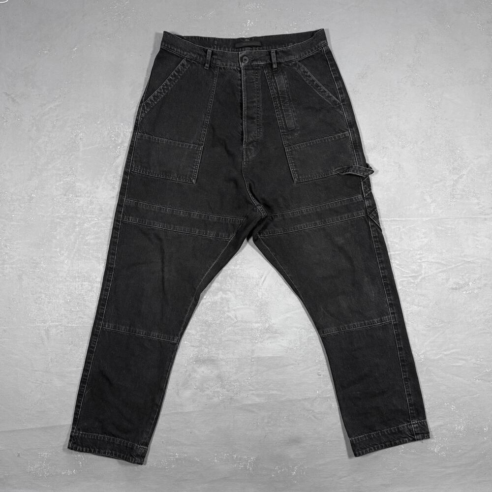 MA_Julius F/W 2011 Black Denim Drop Crotch Utility Jeans Size 3, 34 waist